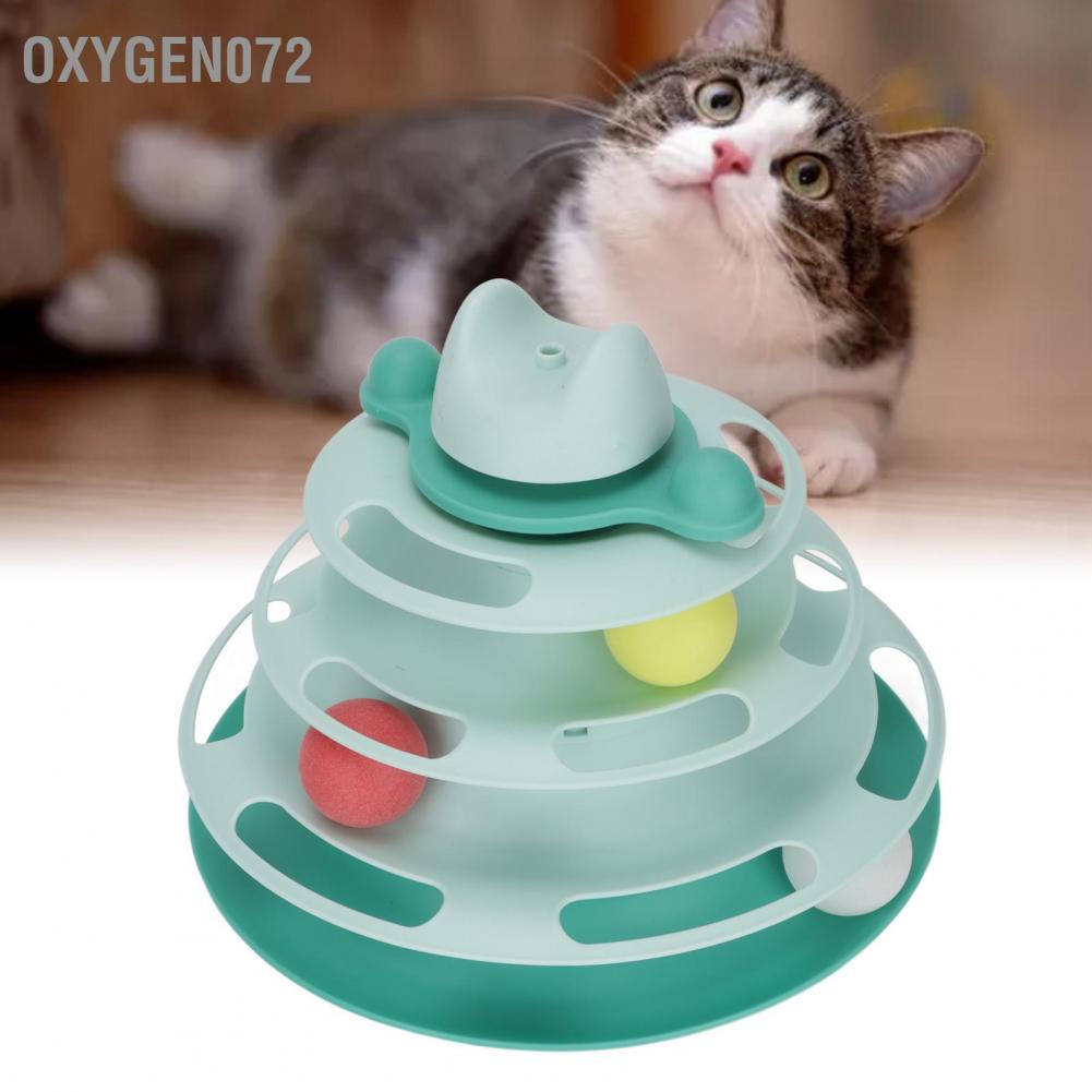 Oxygen072 Đồ chơi Bàn xoay mèo 4 cấp độ có thể tháo rời ngăn ngừa trầy xước Đồ chơi theo dõi tương tác cho cưng