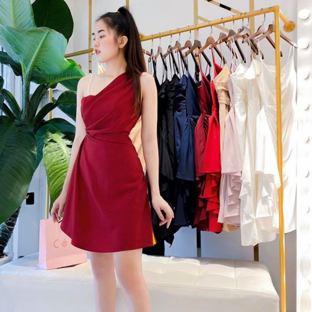 Đầm dự tiệc 1 dây vai đính chuỗi sang trọng quý phái | BigBuy360 - bigbuy360.vn