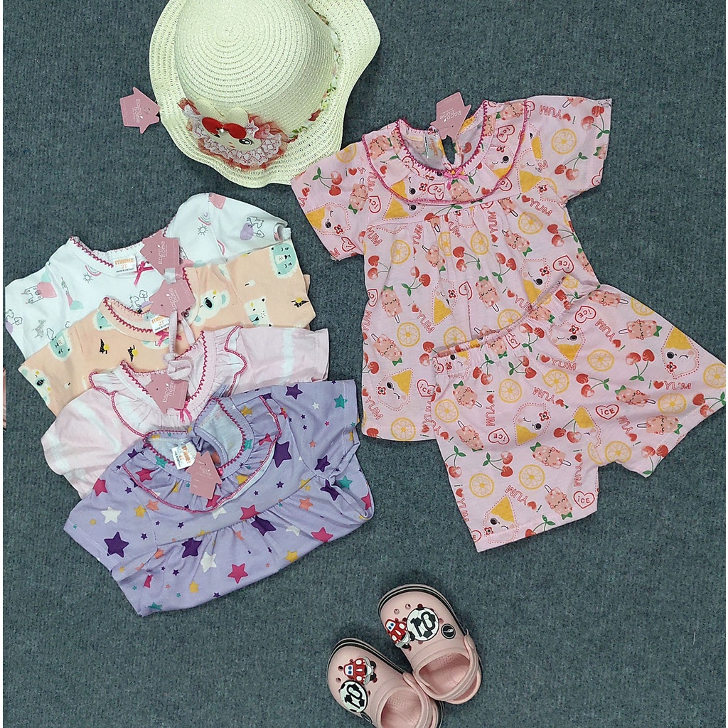 Combo 3 bộ đồ lửng trẻ em từ (8-20kg), chất thun co giãn mềm, họa tiết nhiều màu dễ thương cho bé gái đi học, đi chơi