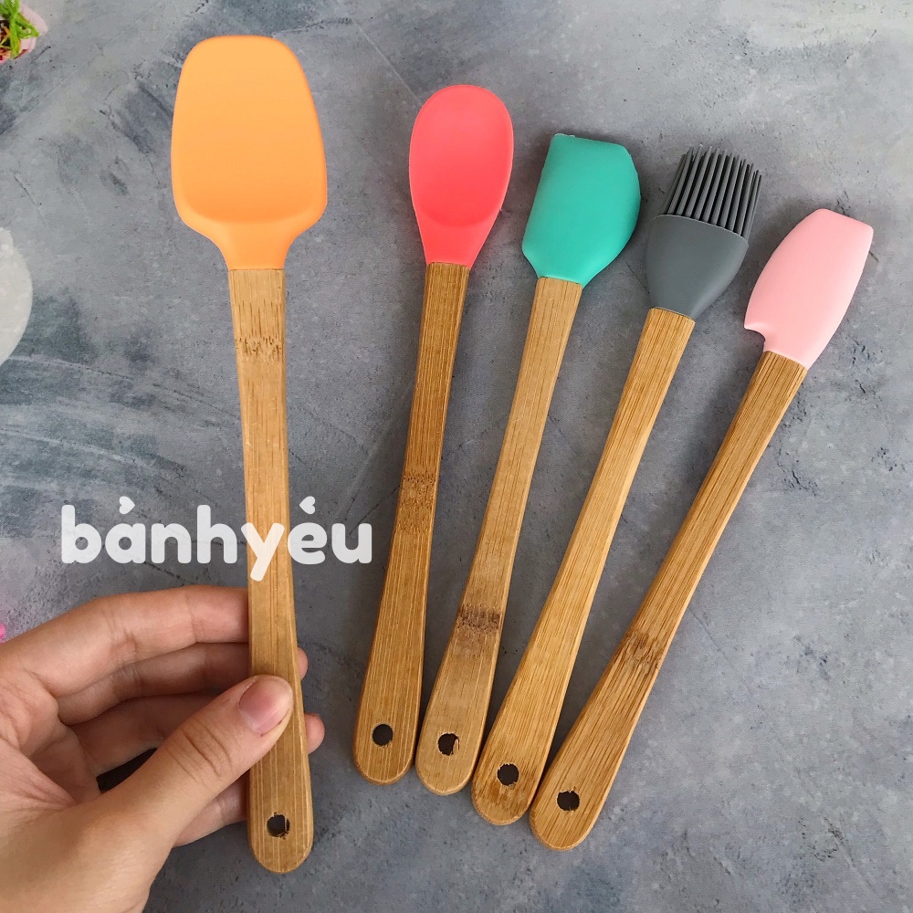 Bộ Dụng Cụ Làm Bánh 5 Món Mini Cán Gỗ Cao Cấp