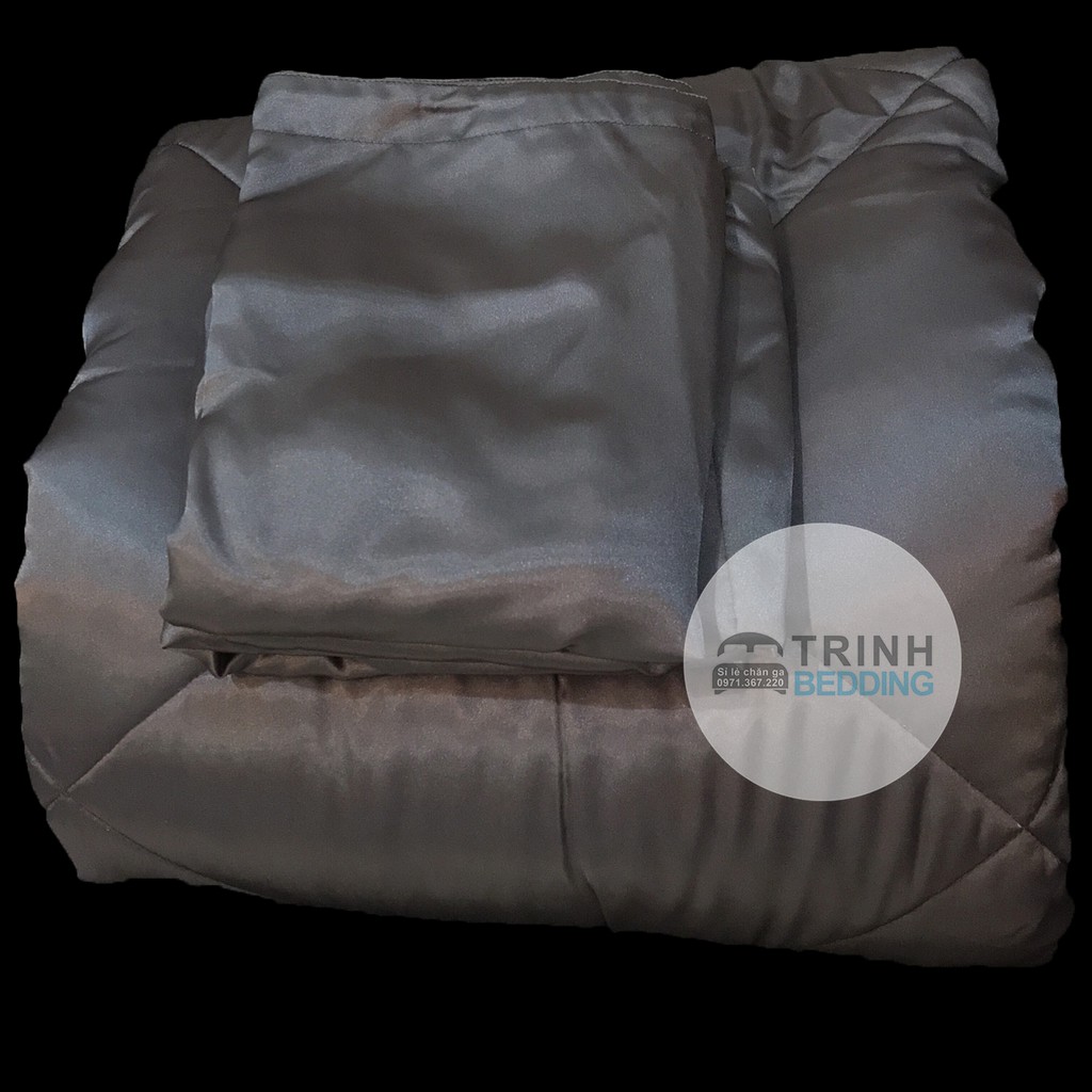 Bộ Chăn Ga Gối Phi Lụa Màu Xám Trinhbedding