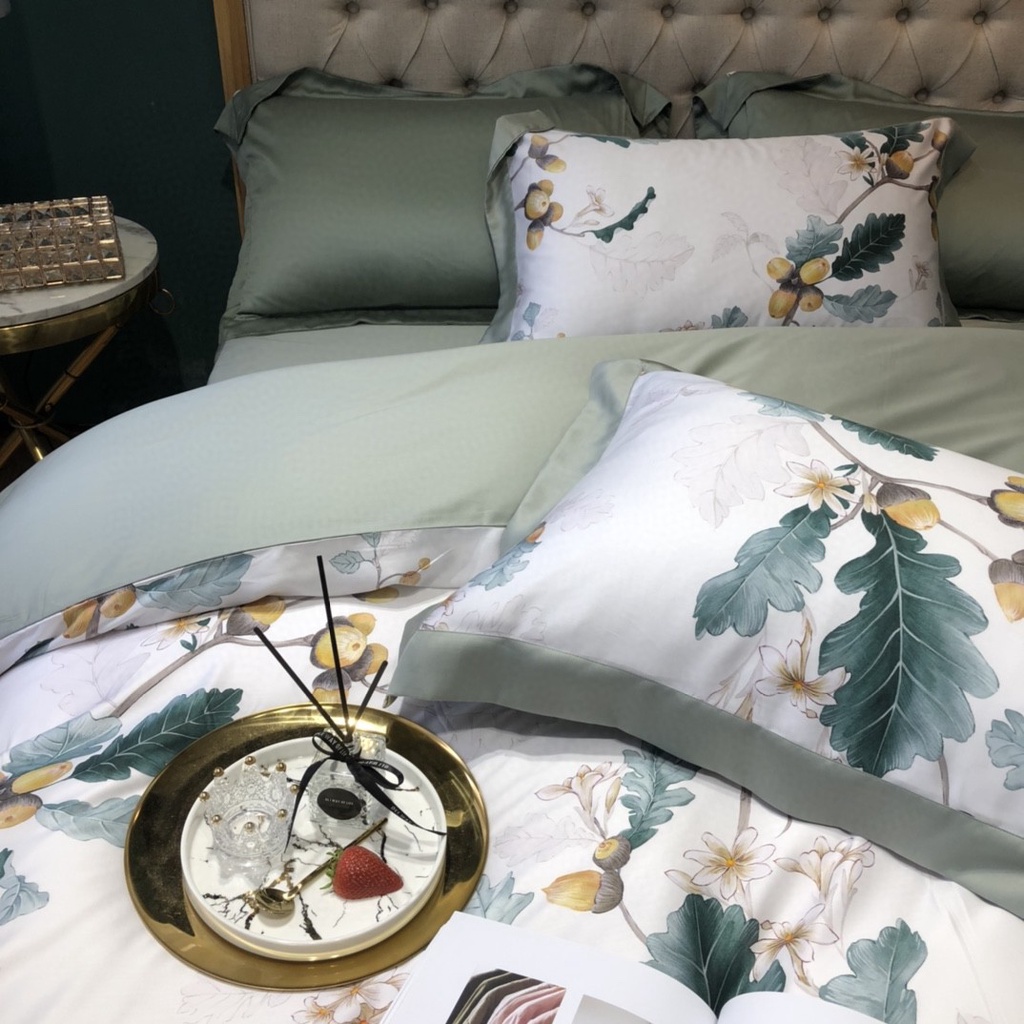 Bộ Chăn Ga Gối Trải Giường Lụa Tencel Cao Cấp Sét Chăn Drap Trải Giường Siêu Sang Xịn Mịn Mát - Hàng nhập chính hãng