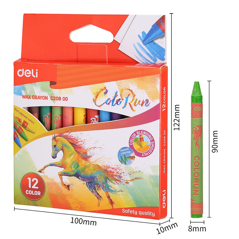 Bút Chì Sáp Deli 12 Màu EC20800