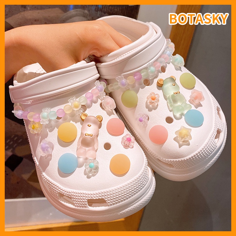Crocs Xỏ Hạt Hình Gấu / Ngôi Sao / Hoa / Kẹo Khóa Giày Crocs DIY Dành Cho Trẻ Em