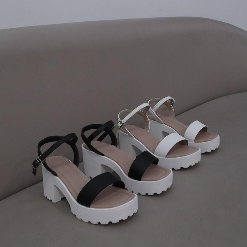 Giày cao gót đế dày răng cưa quai ngang | Chunky Sandals - 25STUDIO