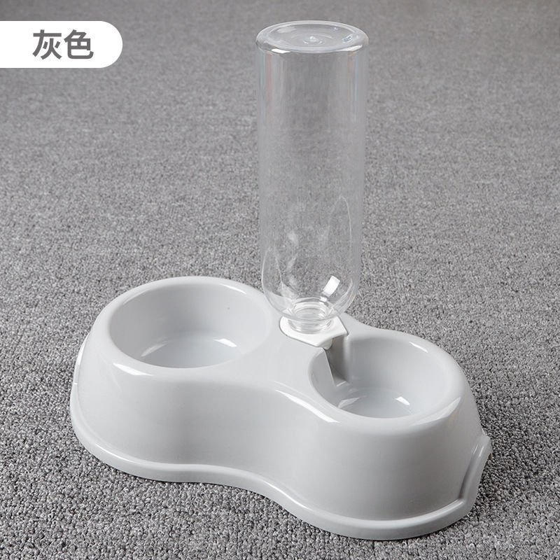 Bát đựng thức ăn chó mèo - Bát nhựa đôi có đầu ren gắn bình nước tự động (chai lavie, C2...)