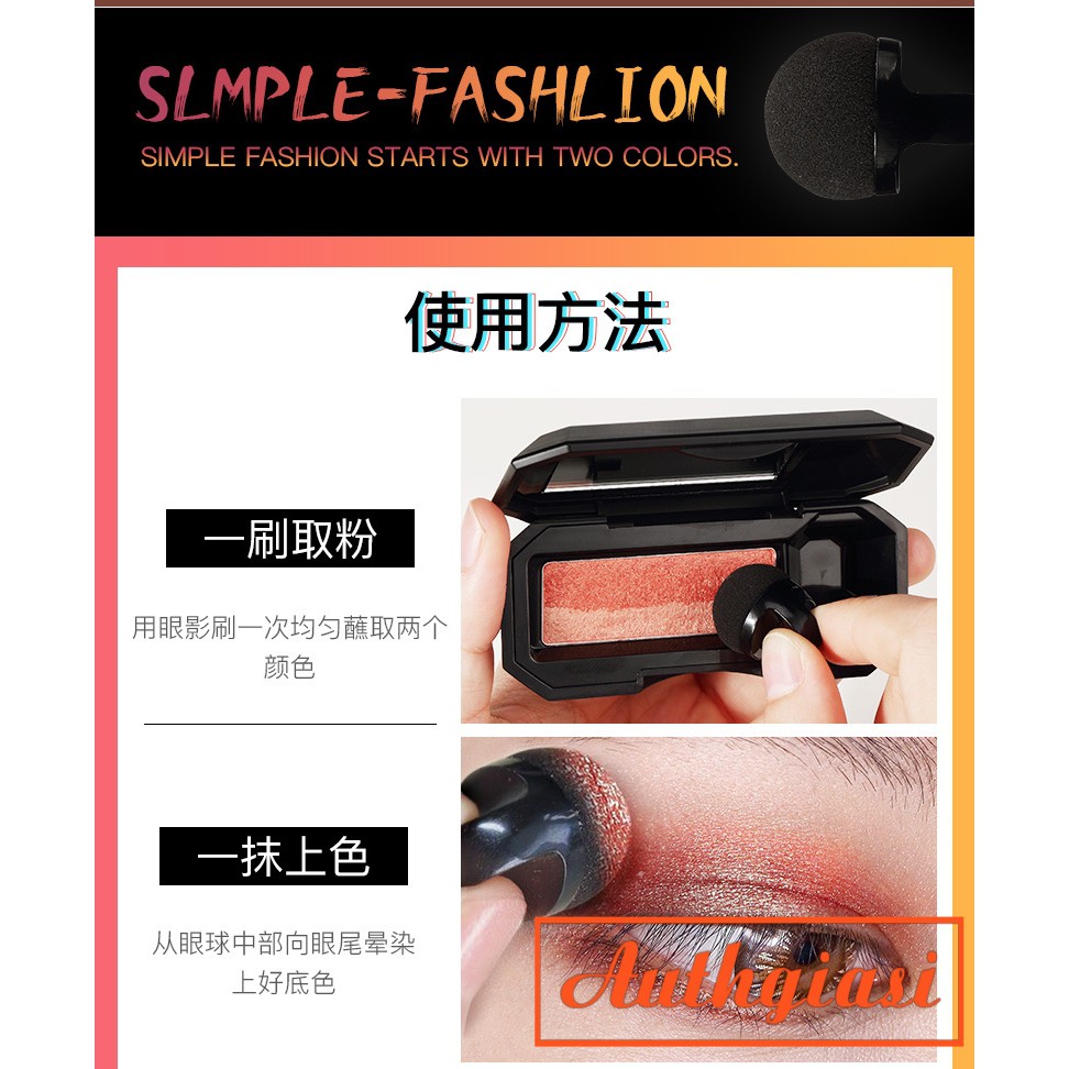 Phấn mắt Ubub Double Is The Best 2 màu kèm cọ mút tán tiện dụng | BigBuy360 - bigbuy360.vn