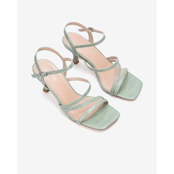 Giày Sandal cao gót nữ Zucia da dập vân mũi vuông quai mảnh thanh lịch  gót cao 7cm dễ di chuyển - SHL82