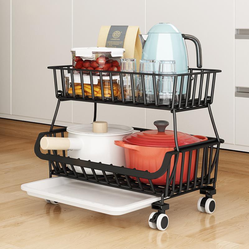 Kệ đựng hoa quả 2,3,4 tầng có bánh xe di chuyển và cố định, xe đẩy rau củ có khớp nối đa năng bằng thép không gỉ | BigBuy360 - bigbuy360.vn