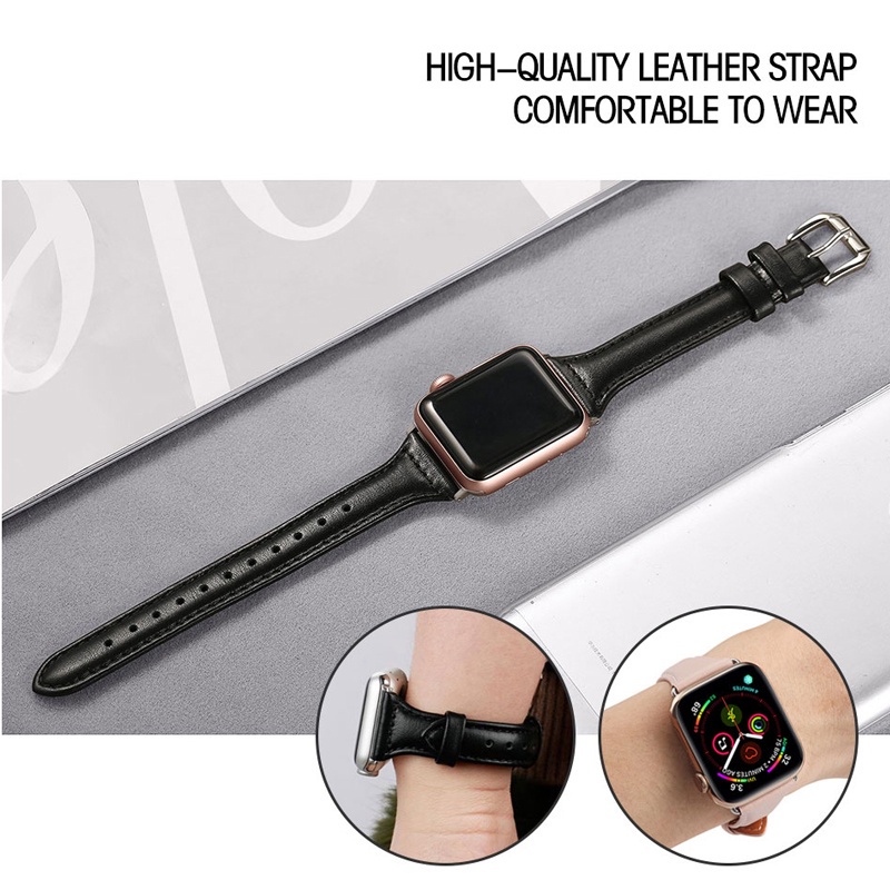 Dây Đeo Bằng Da Thật Kiểu Dáng Thể Thao 38Mm 42Mm 42Mm Cho Apple Watch 7 SE 6/5/4/3/2/1 38Mm