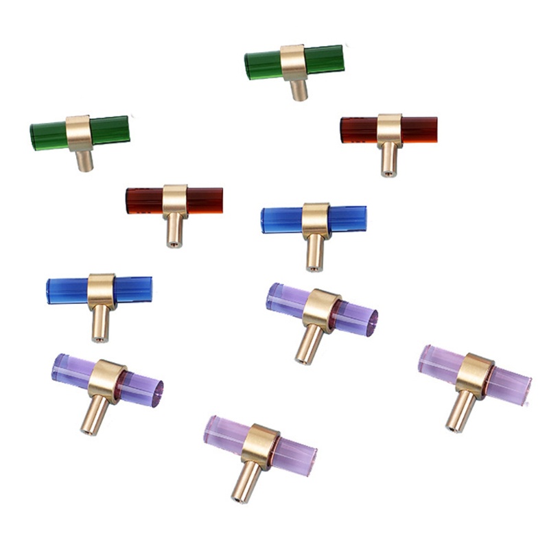 Set 5 Tay Nắm Ngăn Kéo Tủ Hình Chữ T Đính Pha Lê Nhiều Màu