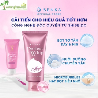 Sữa Rửa Mặt Senka  Perfect Whip Collagen Chống Lão Hóa 120G - Shiseido Nhật Bản