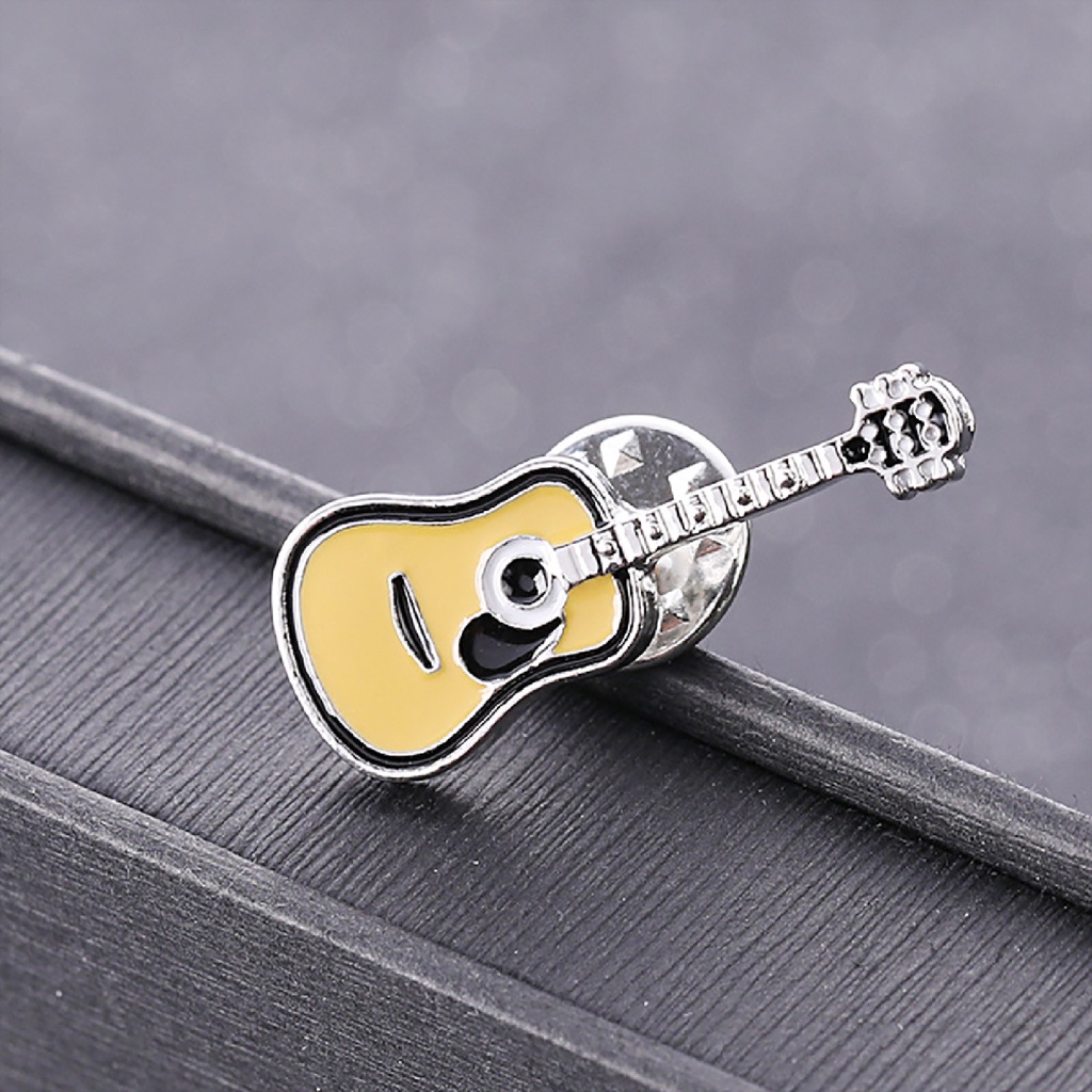 Trâm cài áo hình guitar tráng men thời trang unisex