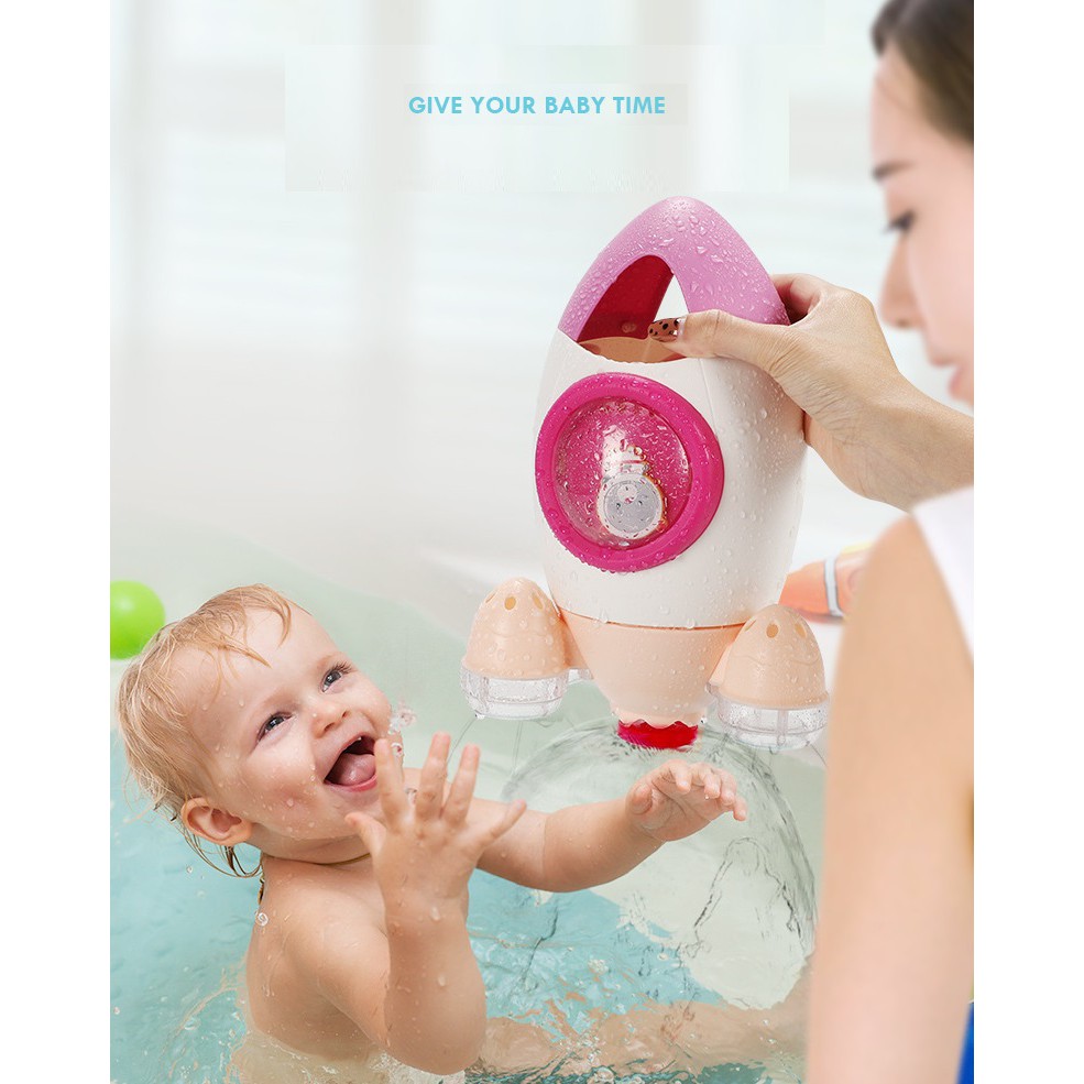 ĐỒ CHƠI ĐÀI PHUN NƯỚC HÌNH TÊN LỬA HOẠT HÌNH XOAY 360 ĐỘ