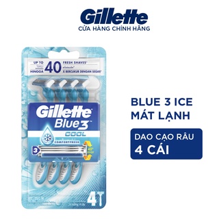 Dao Cạo Râu GILLETTE Blue 3 Ice Mát Lạnh Vỉ 4 Cây
