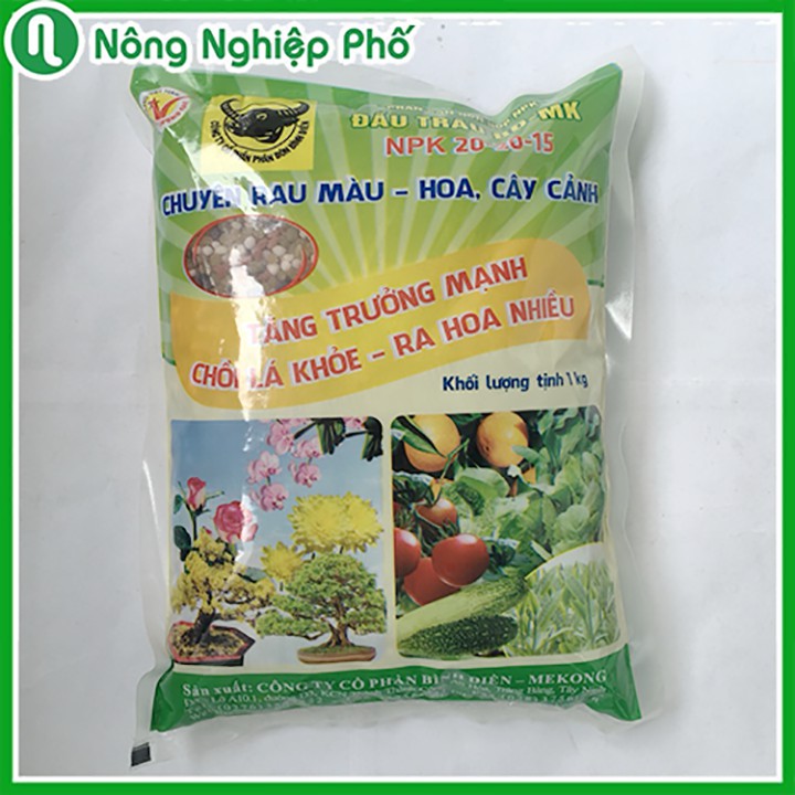 Túi 1kg - Phân bón đầu trâu BĐ-MK 20-20-15 chuyên cho rau màu - hoa kiểng