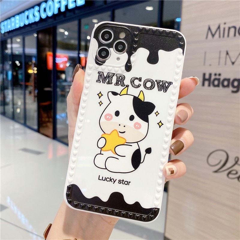 Ốp lưng iphone hình Bò Star Cow Viền Tim Nổi Cho 7plus/8plus/x/xs/11/12/pro/max/plus/promax - BAOANNSHOP
