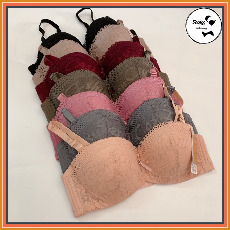 Áo lót quả ngang ren chữ mềm mại, mút đệm 1cm, có gọng nâng ngực chống xệ. Áo ngực quả ngang 7325.