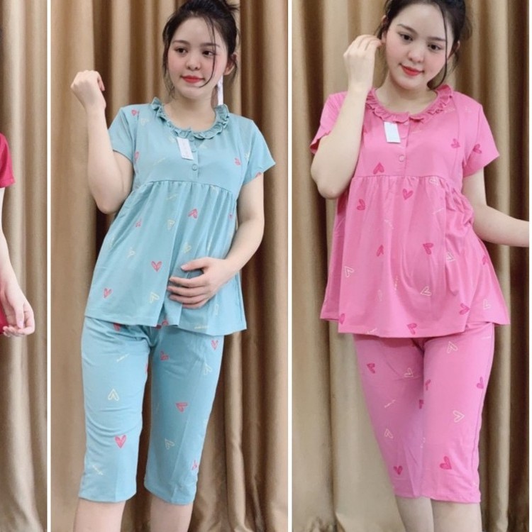 Bộ bầu lửng mùa hè siêu mát- bộ đồ bầu chất lụa hàn free szie từ 40-70kg - Tổng kho đồ bầu