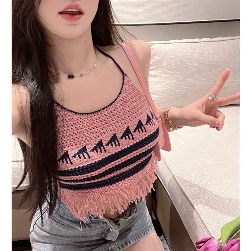 Áo Croptop Dệt Kim Thiết Kế Quyến Rũ Cho Nữ