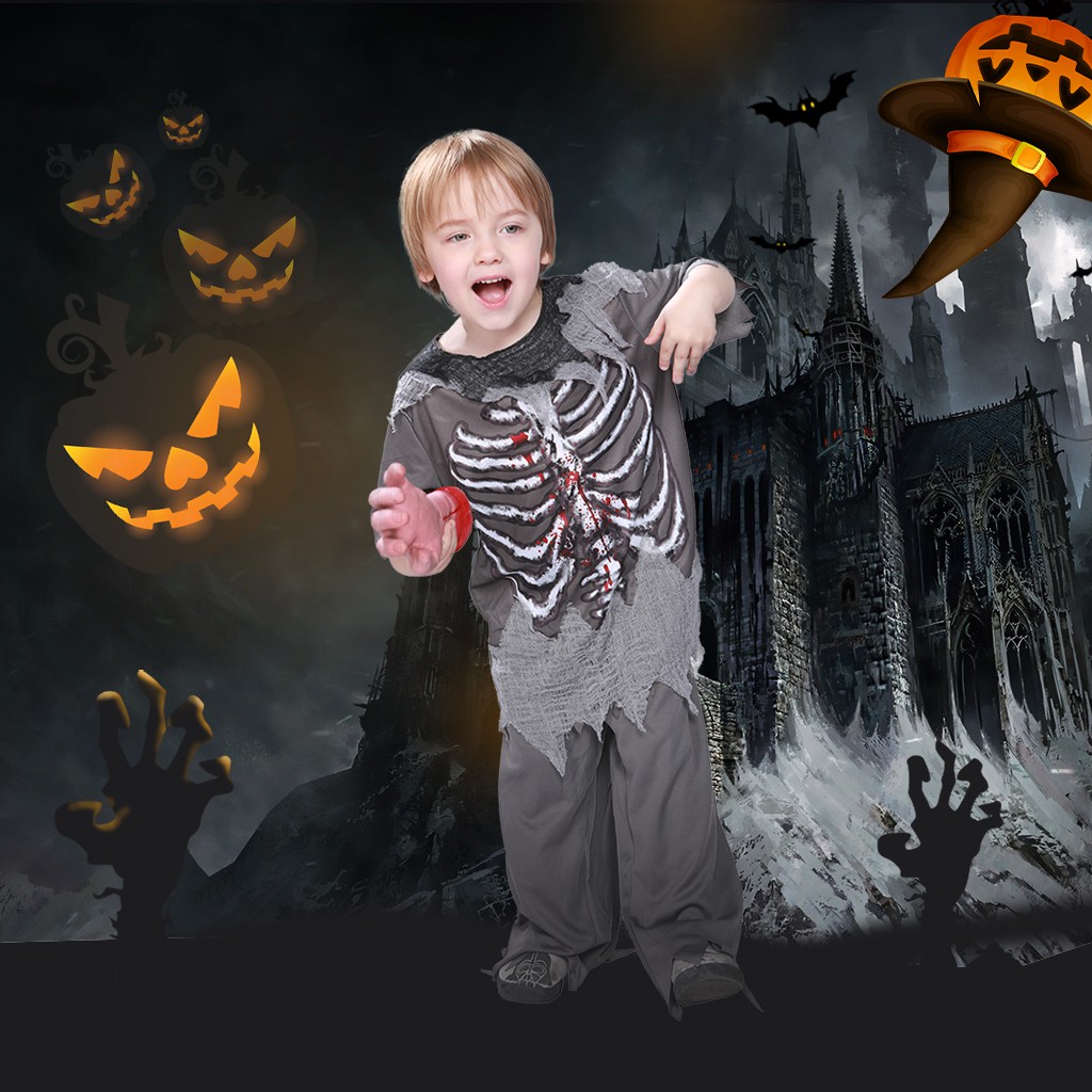 Trang phục Halloween hình bộ xương cho bé