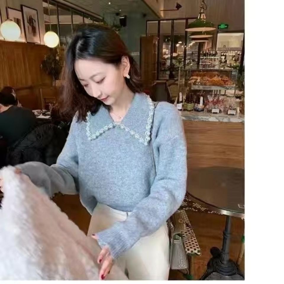 Áo Khoác Sweater Dệt Kim Cổ Búp Bê Phong Cách Hàn Quốc Thời Trang Xuân Thu Mới Cho Nam Và Nữ