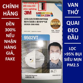 1 CÁI Khẩu trang 3M 9502VT KN95 N95 P2 FFP2 lọc 95% bụi siêu mịn PM2.5 có van thở lọc khí đeo đầu chính hãng
