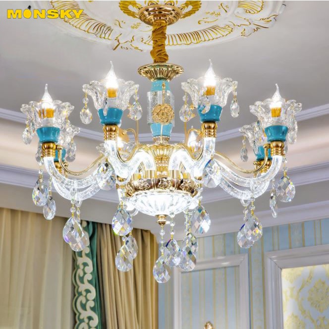 Đèn chùm MONSKY YOPE pha lê 8 tay hiện đại trang trí nội thất cao cấp