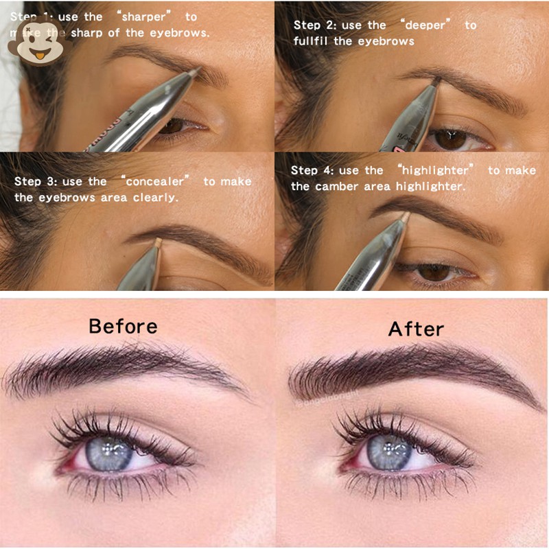 (Hàng Mới Về) Bút Kẻ Lông Mày 4 Trong 1 Chống Nước Chống Mồ Hôi Tiện Dụng | BigBuy360 - bigbuy360.vn