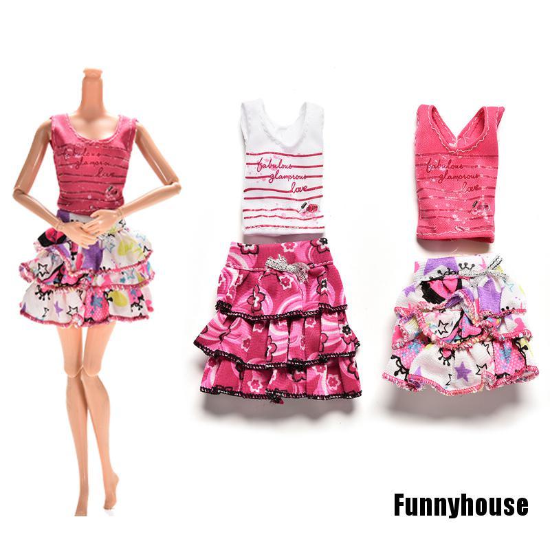 Set Đồ 2 Món Gồm Áo Thun Tay Ngắn Và Váy Tutu Dành Cho Búp Bê Barbie