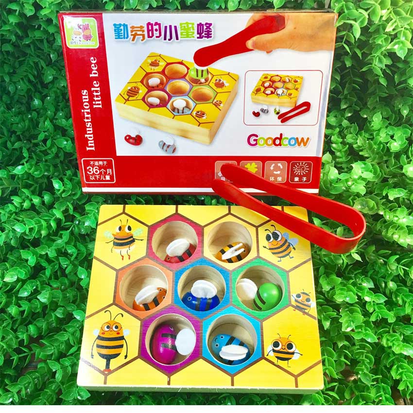 Đồ Chơi Thông Minh, Giáo cụ Montessori, Gắp Ong Vào Tổ, Giúp Bé Rèn Vận Động Tinh Phân Biệt Màu Sắc, Tập Gắp