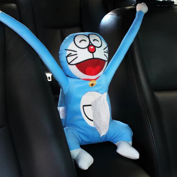 【Ready Stock】 2 In 1 Doraemon viva Waterproof Liner city Car Armrest Box Trash Can Tissue Storage Bag proton ls3H