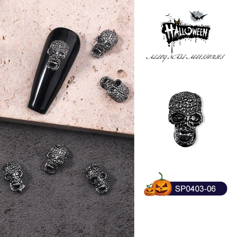 Set 100 Phụ Kiện Trang Trí Móng Tay Nghệ Thuật Hình Bộ Xương Halloween Charms Phong Cách Gothic
