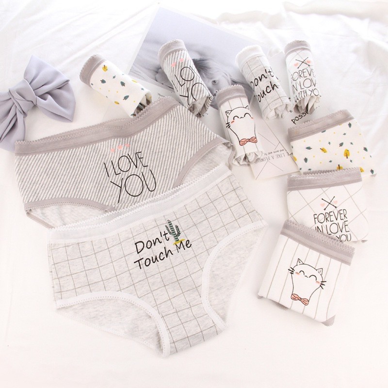 [Che Tên] [Có Size XL] SET 5 Quần Lót Bigsize Chất Cotton Mềm Cạp Thấp Cute Dễ Thương Cho Nữ TOPBRA | BigBuy360 - bigbuy360.vn