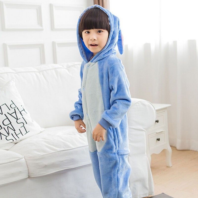 (có sẵn) Bộ đồ stitch xanh của người lớn và trẻ em, bộ đồ thú stich