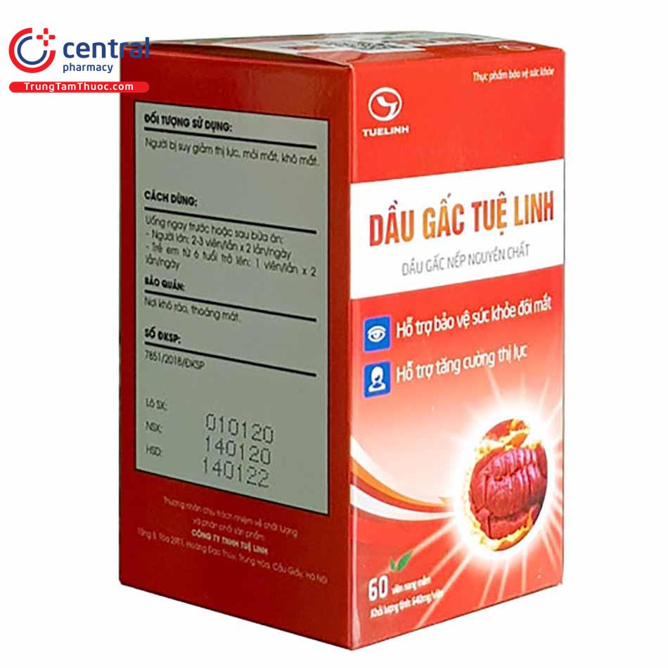 Dầu Gấc Tuệ Linh- HỘP 60 VIÊN- giúp sáng mắt đẹp da, tăng cường thị lực bảo vệ đôi mắt khỏe và sáng hơn