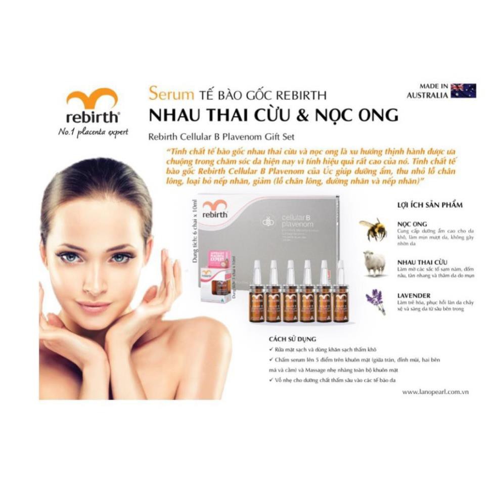 Serum tế bào gốc Nhau thai cừu và Nọc ong Rebirth 6 chai*10ml - Úc | BigBuy360 - bigbuy360.vn