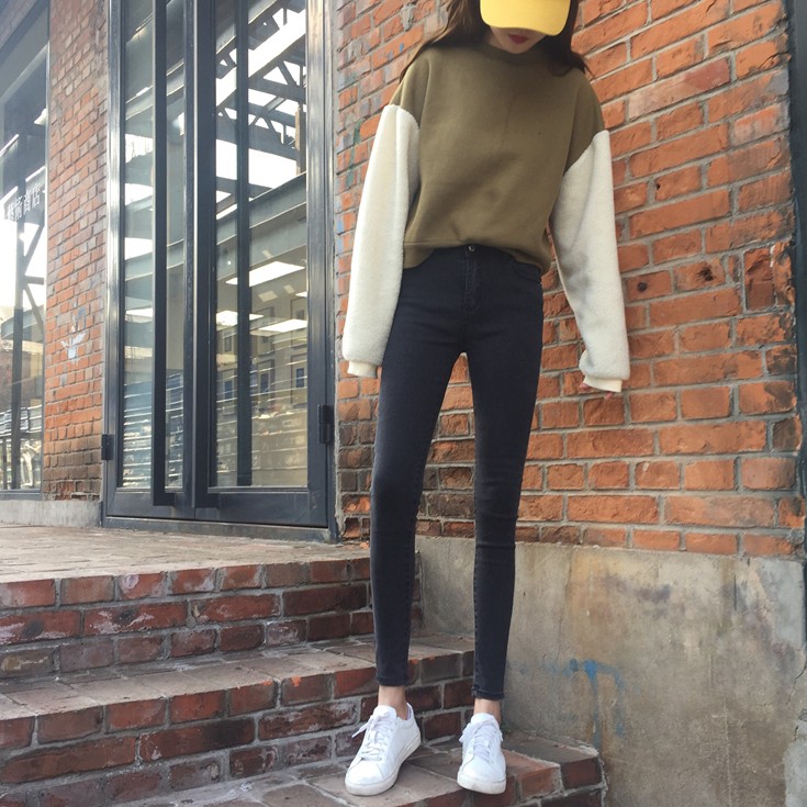 [SẴN] Quần jeans skinny lưng cao Ulzzang Quảng Châu QD63