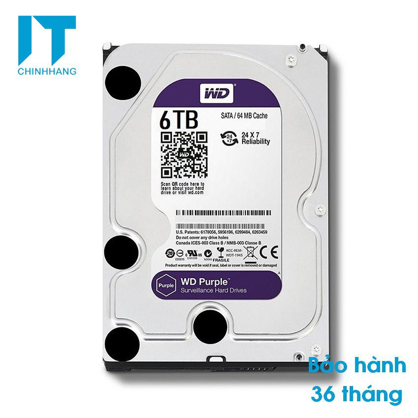 Ổ Cứng HDD WD 6TB 8TB 10TB Tím - WD62PURZ - Hàng Chính Hãng