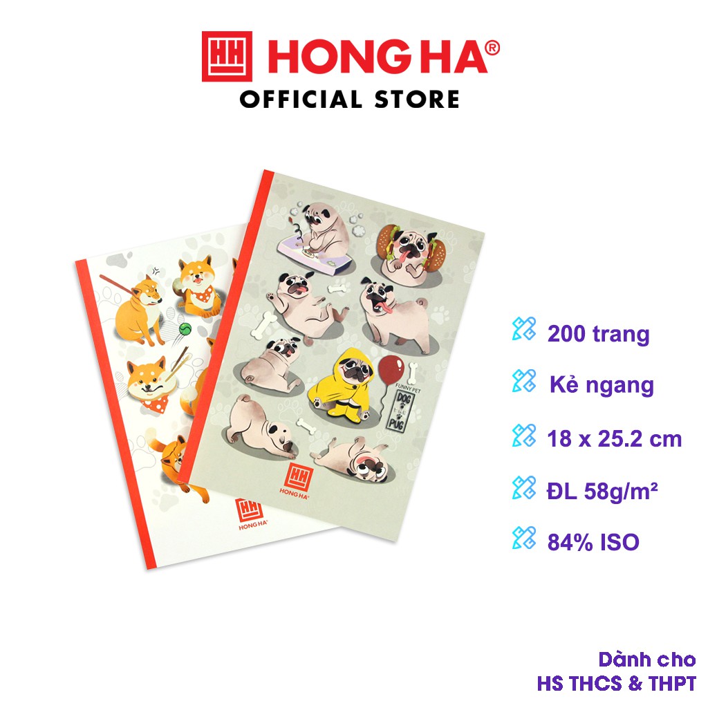 [NEW 2020] Vở kẻ ngang Hồng Hà 200 trang Pupil Funny Pet 1101 (10 quyển)