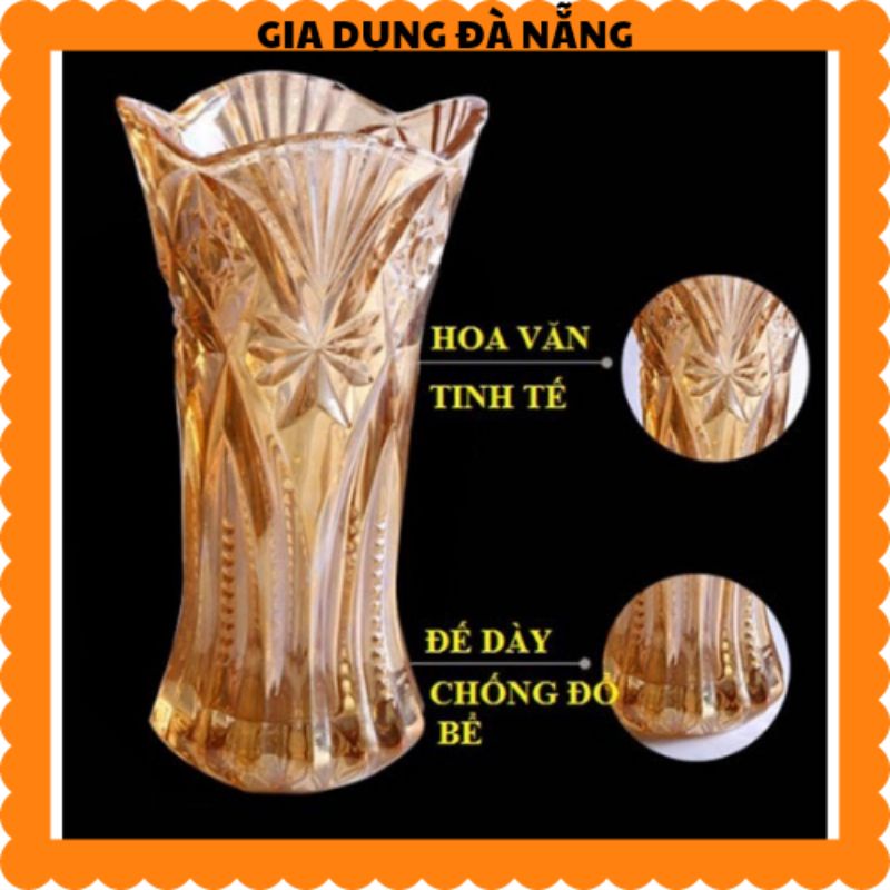 Lọ cắm hoa thuỷ tinh nhũ vàng 30cm