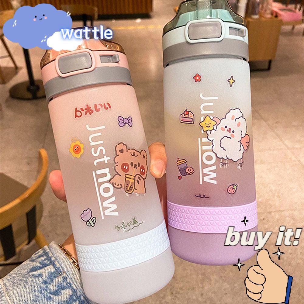 Bình đựng nước thể thao 400/600ml bằng nhựa có ống hút chống tràn nhiều màu sắc