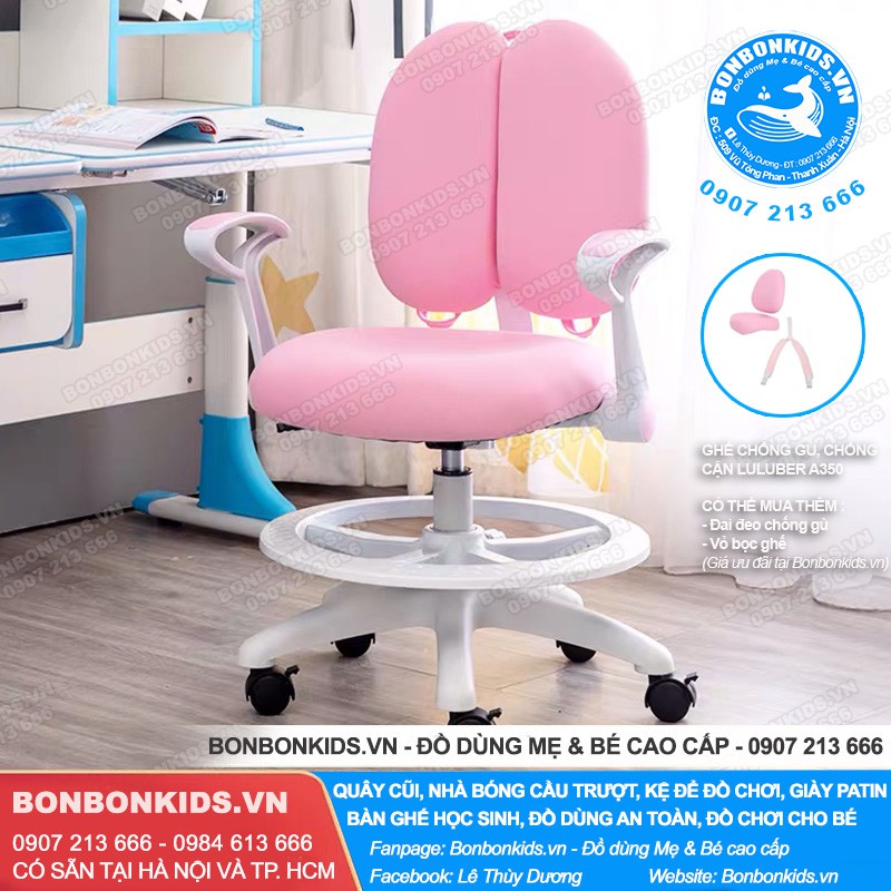 Ghế Học Sinh, Ghế chống gù chống cận Newber 350 màu ghi xám - Trục cố định chuẩn chống gù