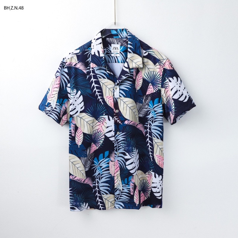 ✧Áo sơmi nam cổ pijama hoạ tiết vải gân chéo