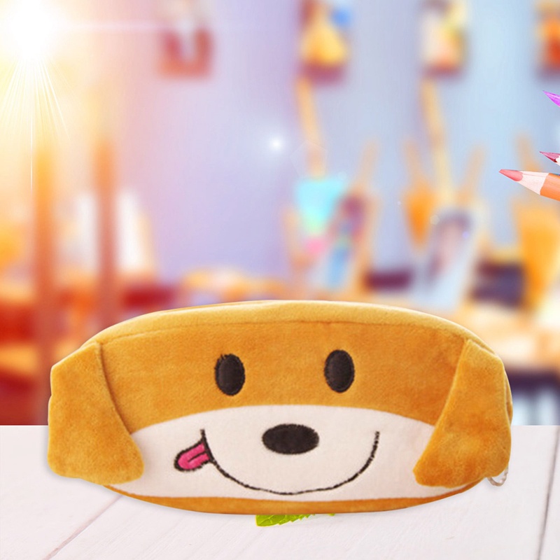 Bóp Viết Lông Nhung Mềm Cỡ Lớn Có Khóa Kéo Họa Tiết Hoạt Hình Sáng Tạo