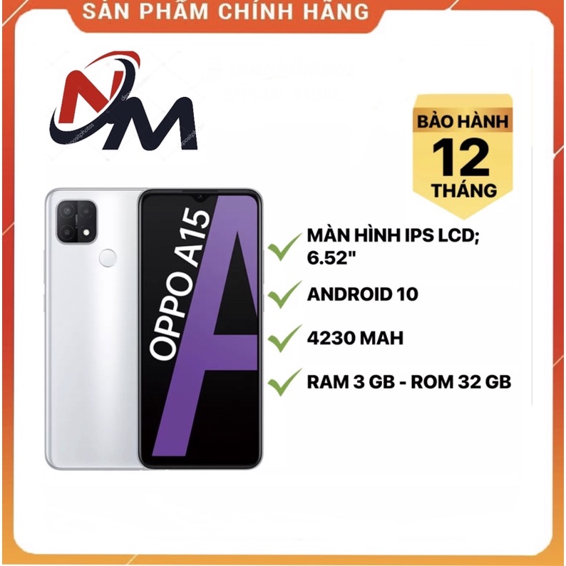 Điện thoại OPPO A15 ( 3GB/32GB) HÀNG CHÍNH HÃNG