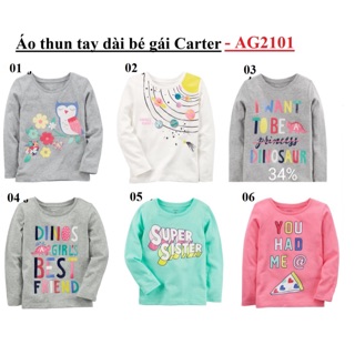 Áo thun dài tay Carter bé gái từ 12m đến 8T
