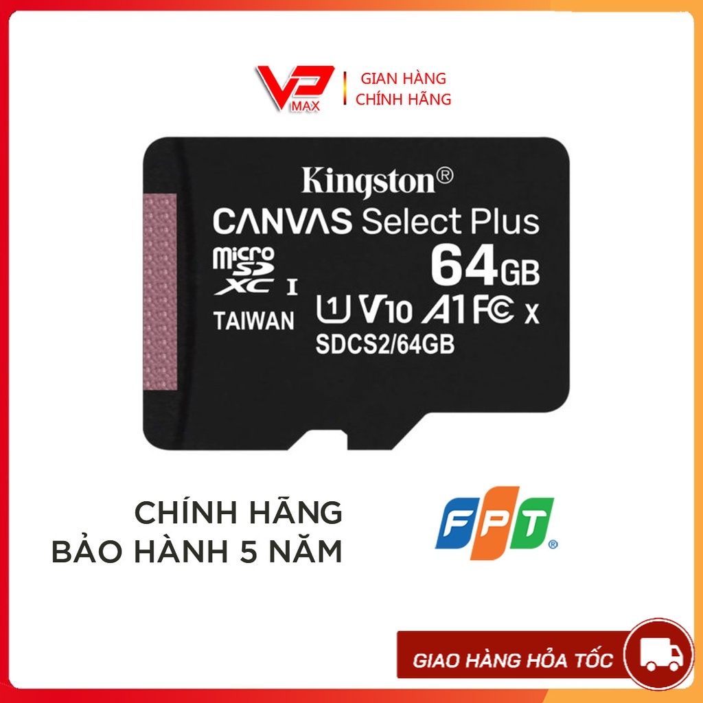 Thẻ nhớ Kingston 32GB 64Gb micro SDHC Canvas Select Plus tốc độ 100MB/s dùng cho điện thoại camera