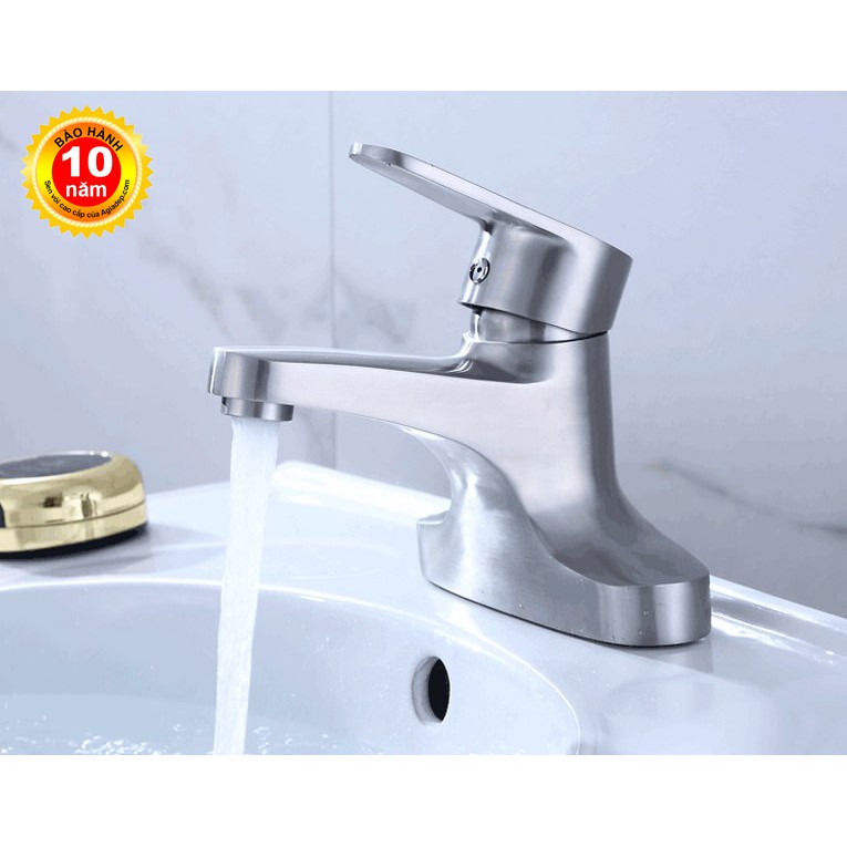 Vòi Lavabo nóng lạnh (2 chân dẹt) SUS304 - Cao cấp ITALIA (Kèm đôi dây cấp nước)