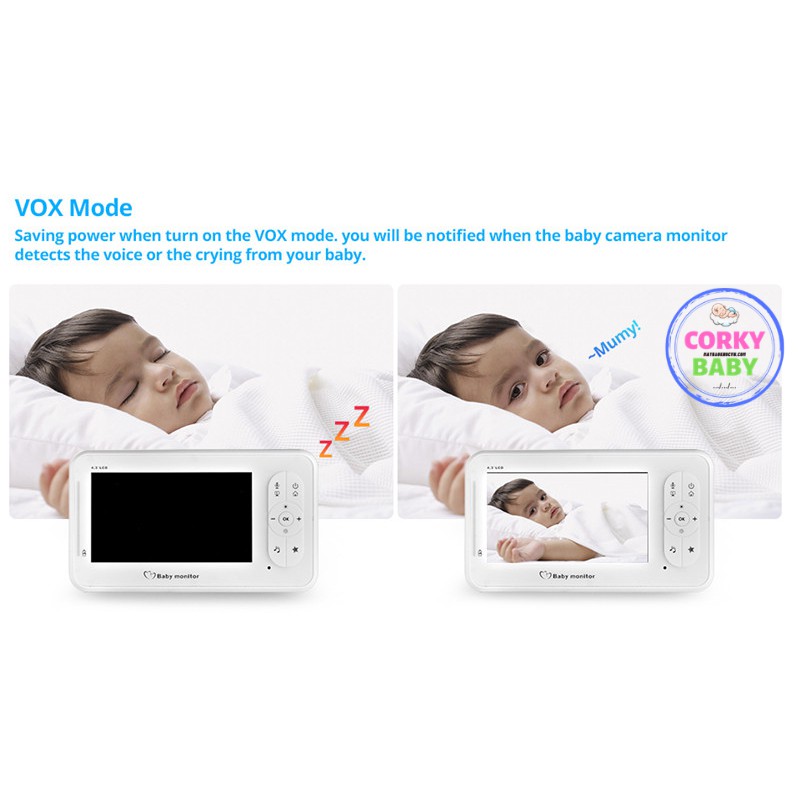 Máy báo khóc Corky Baby MBK601 – 4.3inh – Bản nâng cấp đáng giá 2021